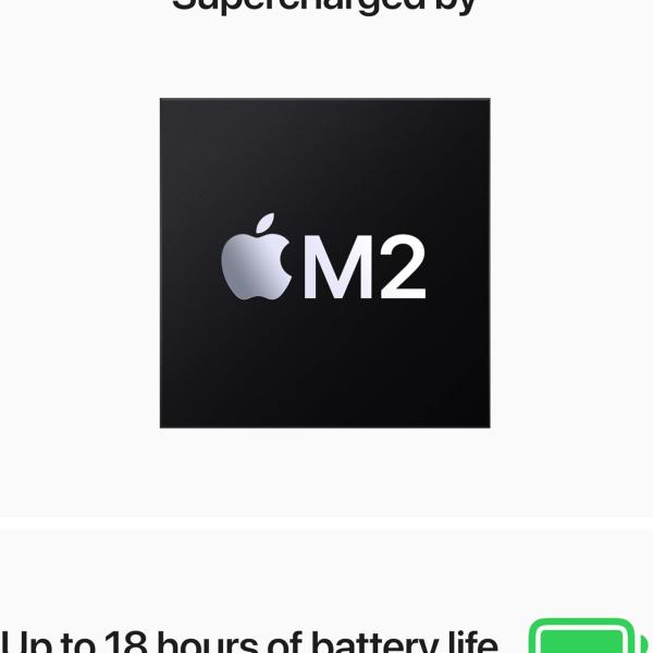 Apple MacBook Air 2022 laptop with M2 chip: 13.6-inch Liquid Retina display, 16GB RAM, 256GB SSD storage, backlit keyboard, 1080p FaceTime HD camera. Works with iPhone and iPad; Midnight