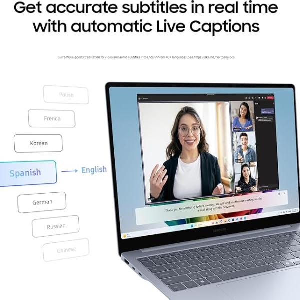 SAMSUNG 15” Galaxy AI Book4 Edge PC Laptop Computer, Snapdragon X Plus Processor, Live Captions, FHD LED Anti-Glare Display, Long-Lasting Battery, 2024 Version, NP750XQA-KB2US