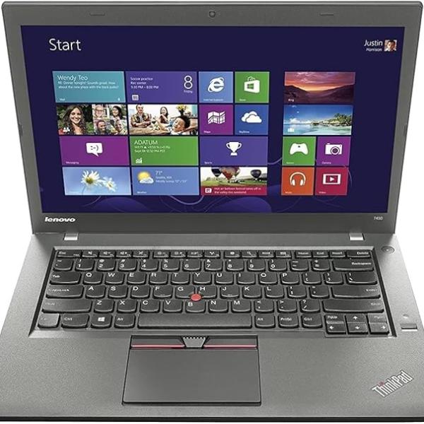 Lenovo (Refurbished) ThinkPad T450 Business Laptop, Intel Core i5-5th Generation CPU, 8GB DDR3L RAM, 256GB SSD Hard, 14.1 inch Display