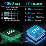 Thunderobot Radiant 16 4060 2.5K Gaming Laptop | 16" QHD+ 240Hz Display | 14th Gen Core i7-14650HX | GeForce RTX 4060 | 32GB DDR5 | 1TB SSD | RGB Backlit KB | Wi-Fi 6 | Win 11 Home | Gray