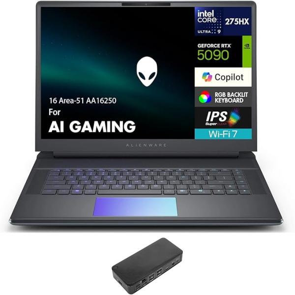 Alienware 16 Area-51 AA16250 AI Gaming Laptop 16.0" WQXGA (Intel Ultra 9-275HX, GeForce RTX 5090 24GB, 32GB DDR5, 2TB SSD, Win 11 Home) w/USB-C Dock