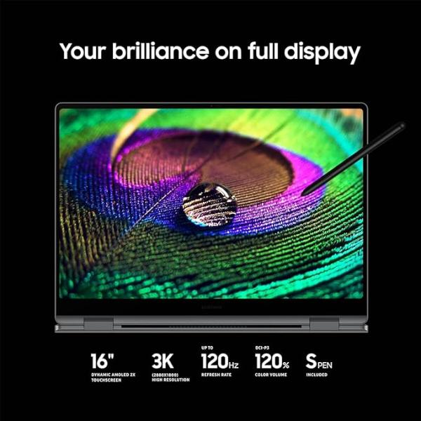 Samsung Galaxy (Upgraded) Book5 Pro Laptop, Intel Core Ultra 7 256V, 16 Inch 120Hz 3K AMOLED Touchscreen, 16GB RAM, 1TB SSD, Intel Arc, Win 11 Pro, Grey + Life Time Office 2024