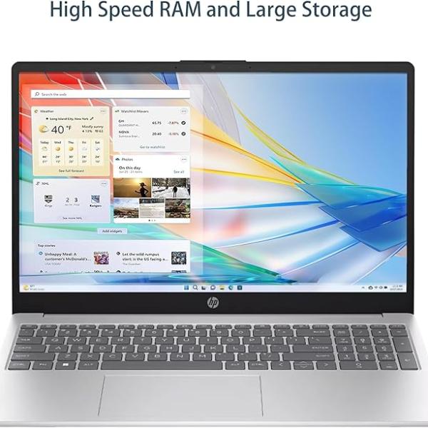 HP 15.6" Laptop, 13th Gen Intel Core i5-1335U, 16GB RAM, 512GB SSD, FHD Anti-Glare Display, Webcam, Numeric Keypad, Wi-Fi, Bluetooth, HDMI, 32GB USB Card, Windows 11 – Silver (US Version)
