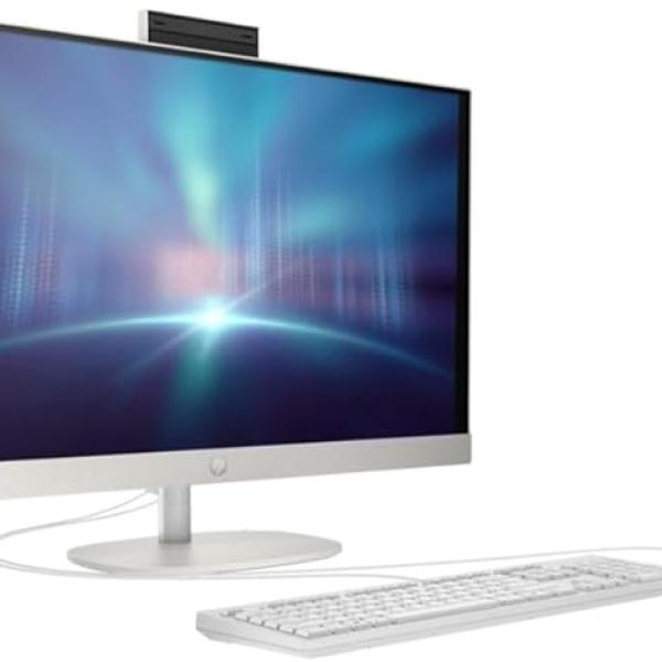HP AIO 27-CR0004L PC |  AV8L4PA#UUF  Intel ¹³th Generation | Core i7-1355U Processor | 16GB DDR4 Ram | 512GB SSD | Integrated Intel Iris Xᵉ Graphics | 27"  FHD IPS Non-Touch Display | Dos | English Keyboard | Bluetooth | Shell White Color | HP 125 US