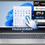HP 15-fc0146dx Laptop, 15.6" FHD Touch Display, AMD Ryzen 5 7520U, 8GB RAM, 512GB SSD, AMD Radeon Graphics, English Keyboard, Windows 11 Home English Natural Silver