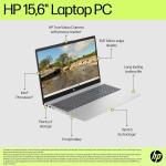 HP Laptop 15-fd1020ne, 15.6" FHD Display, Intel® Core™ Ultra 5-125H, 16GB DDR5 RAM, 512GB SSD, Intel® AI Boost (11 NPU TOPS), Eng/Arb Kb, Windows 11 Home, Natural silver [B91BTEA]